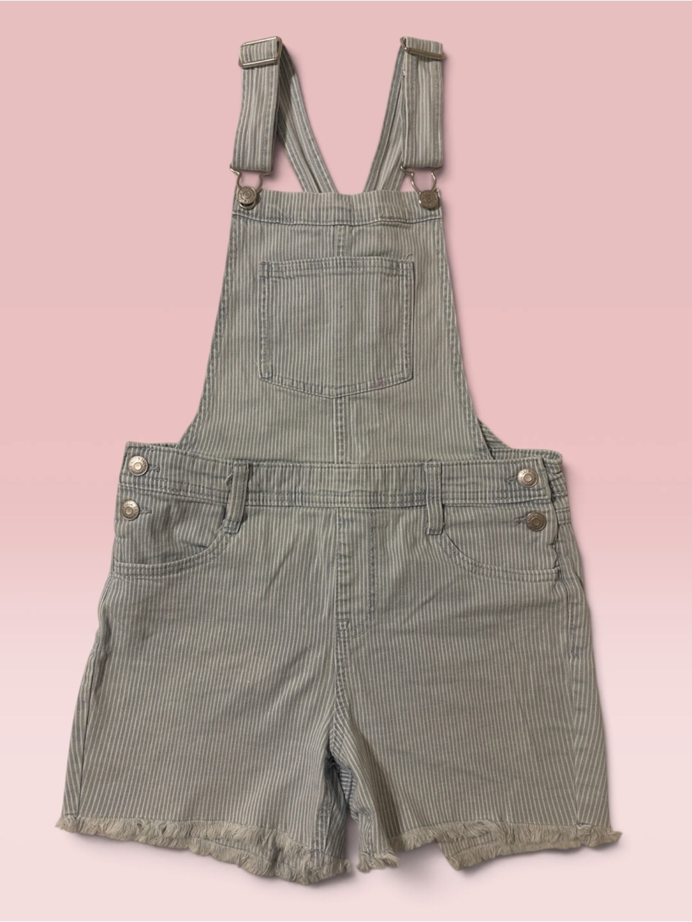 Cat & Jack Light Blue Pinstripe Short Denim Overalls